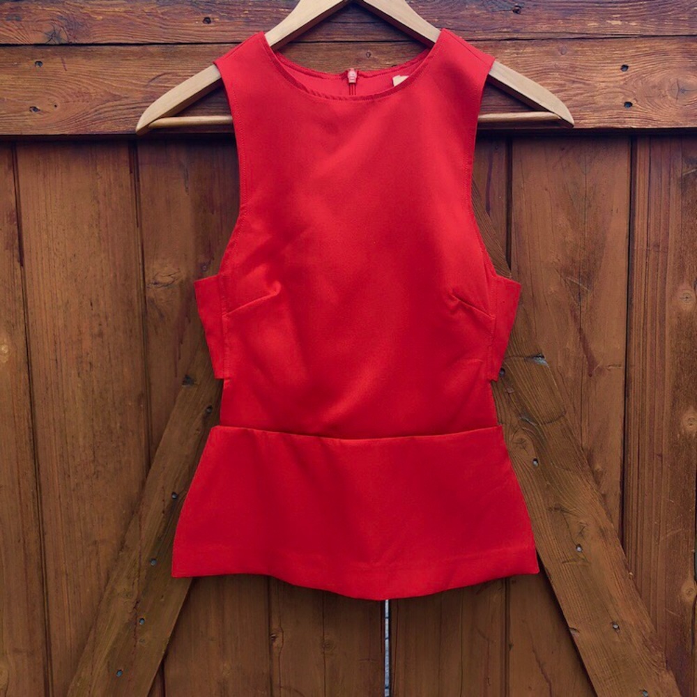 NWT Red Sleeveless Top with Cutouts